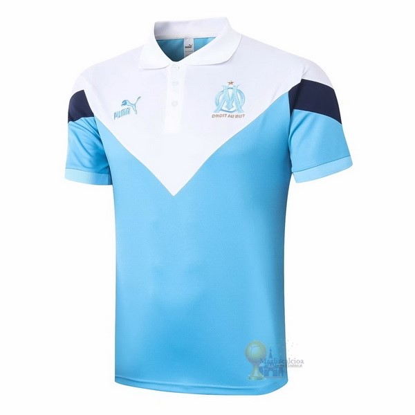 Calcio Maglie Polo Marseille 2020 2021 Blu Luce